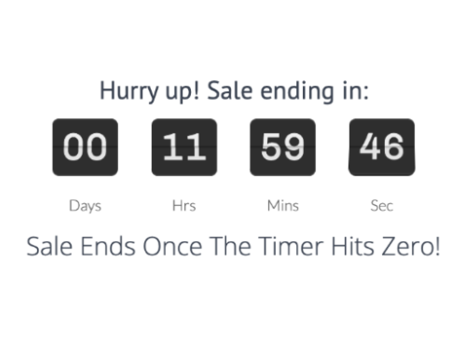 ภาพตัวนับถอยหลัง (Countdown) ที่แสดงเวลาที่เหลืออยู่จนกว่าการขายจะสิ้นสุดลง โดยระบุเป็นจำนวนวัน ชั่วโมง นาที และวินาที